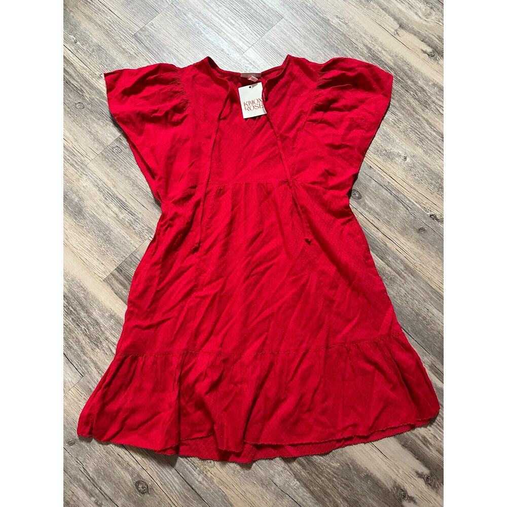 Knox Rose Dress Womens Small Red Boho Flutter Sleeve
